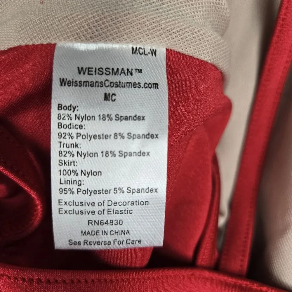 Weissman Biketard Leotard Sz MC Child M Dance Costume Red Purple